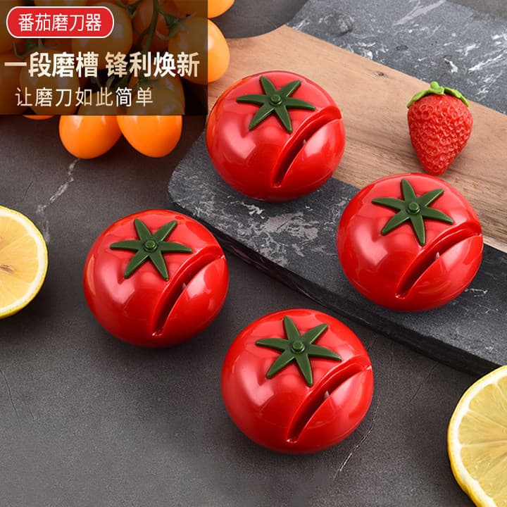 Creative Cute Tomato Mini Knife Sharpener Home Manual Portable Tomato Knife Sharpener Kitchen Quick Sharpening Stone