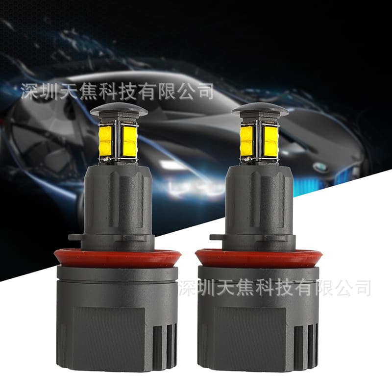 Cross-border Source LED Angel Eyes 4-Sided 8-LED 80W High Brightness White LED Car Light Compatible with BMW E92 E90