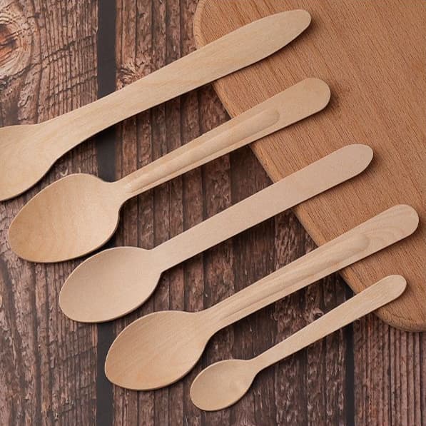 Disposable wooden spoons, round and square-headed ice cream spoons, Western-style wooden cake and dessert spoons, cross-border e-commerce.