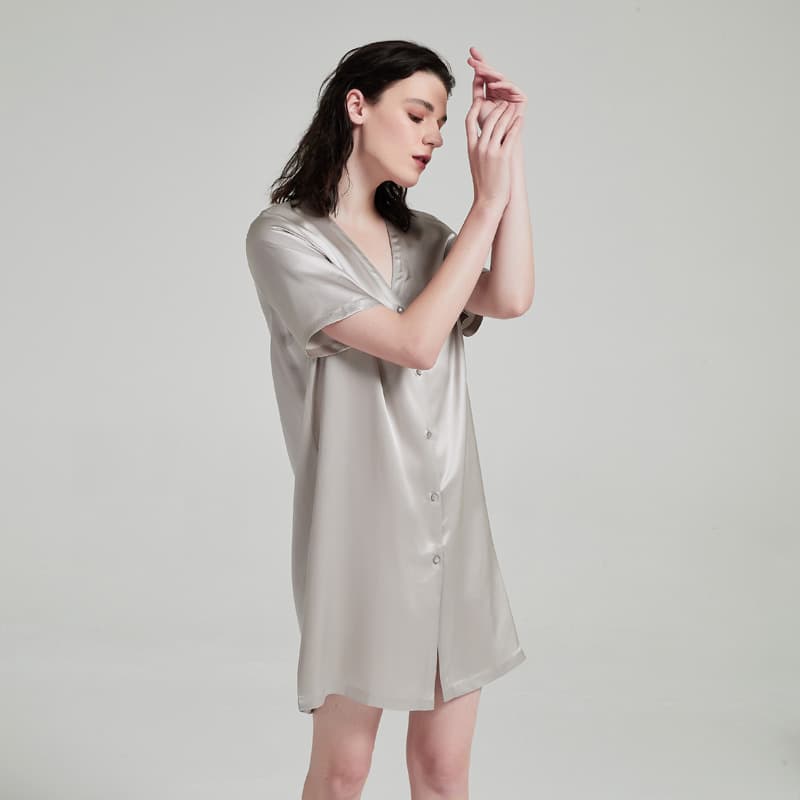 100% Silk Women's Summer Dress Loose-fit Homewear Sleeveless Shirt Dress Comfortable Sleepwear