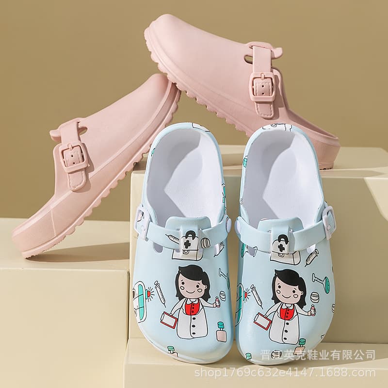 Thick-soled clogs for operating room, soft sole nurse anti-slip EVA Birkenstock-style thick-soled anti-slip clogs