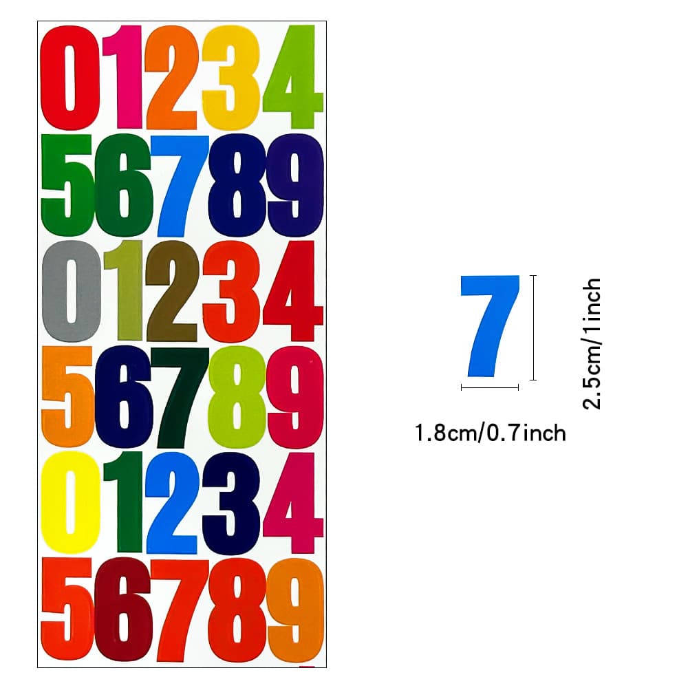 1-inch Digital Sticker Vinyl Waterproof Die-Cut Self-Adhesive Number Sticker for Journaling, Phone, and Computer