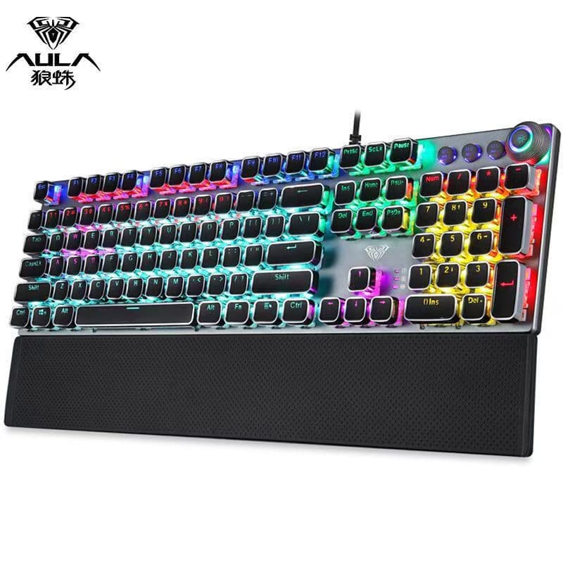AULA/Wolf Spider F2088 Punk Mechanical Keyboard Blue Switch Black Switch Steampunk Retro Gaming Esports