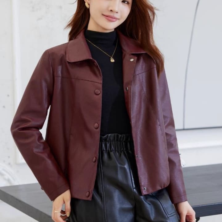 All-Net Low Price Spring/Autumn Thin Women's Short PU Jacket Leather Outerwear Fashion Casual Versatile Slimming Chic