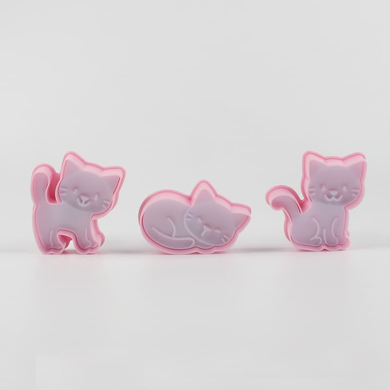 Three Little Cats Cookie Cutter, Cat Cartoon Cookie Mold, Cookie Stamping Tool, Cake DIY Baking Tool
