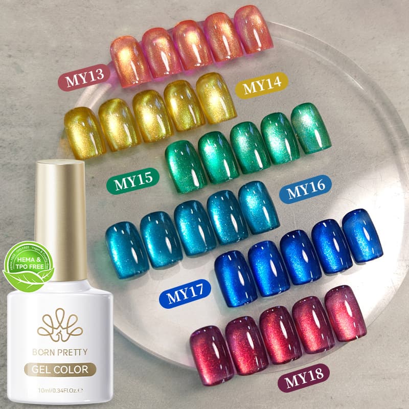 BORN PRETTY Fantasy Glitter Color Cat Magnetic Gel Nail Polish Super Flash Magnetic Cat Eye Nail Gel