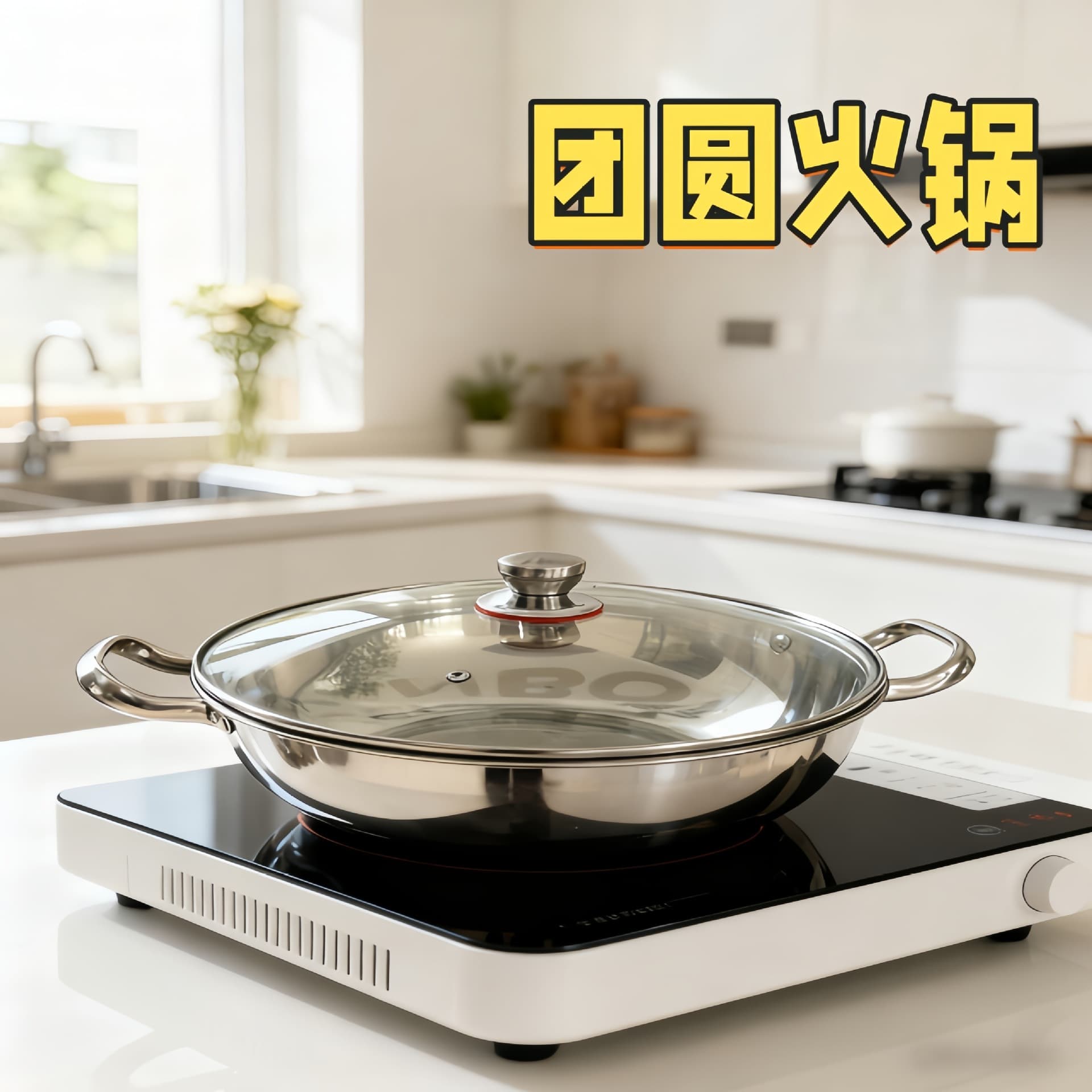 Cross-Border Stainless Steel Hot Pot Commercial with Lid, Induction Cooker Dual-Flavor Pot, Restaurant Double Handles Little Lamb Reunion Hot Pot Basin