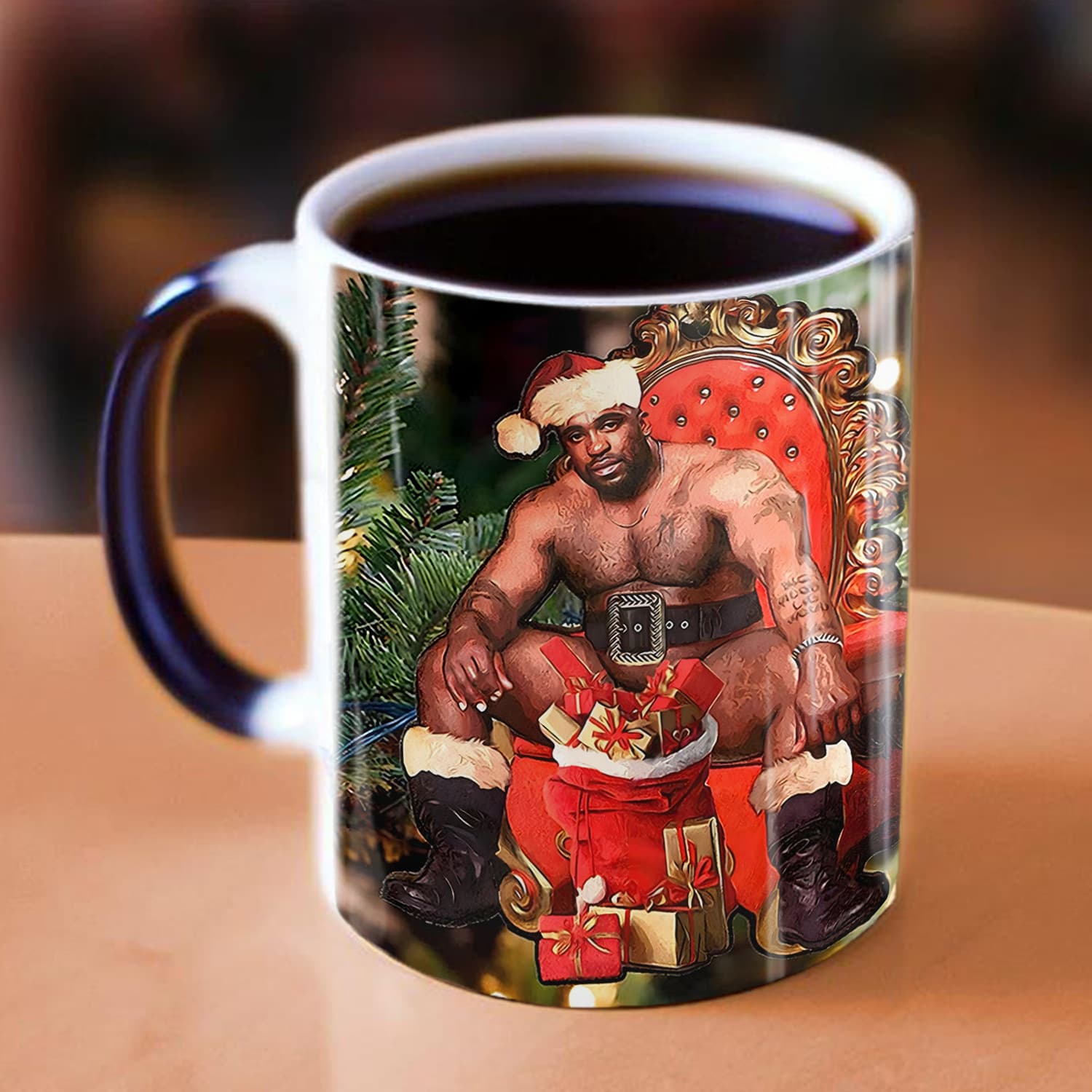 Cross-border Barry Wood Color-Changing Mug, Pattern Appears When Heated, Fun Holiday Christmas Gift