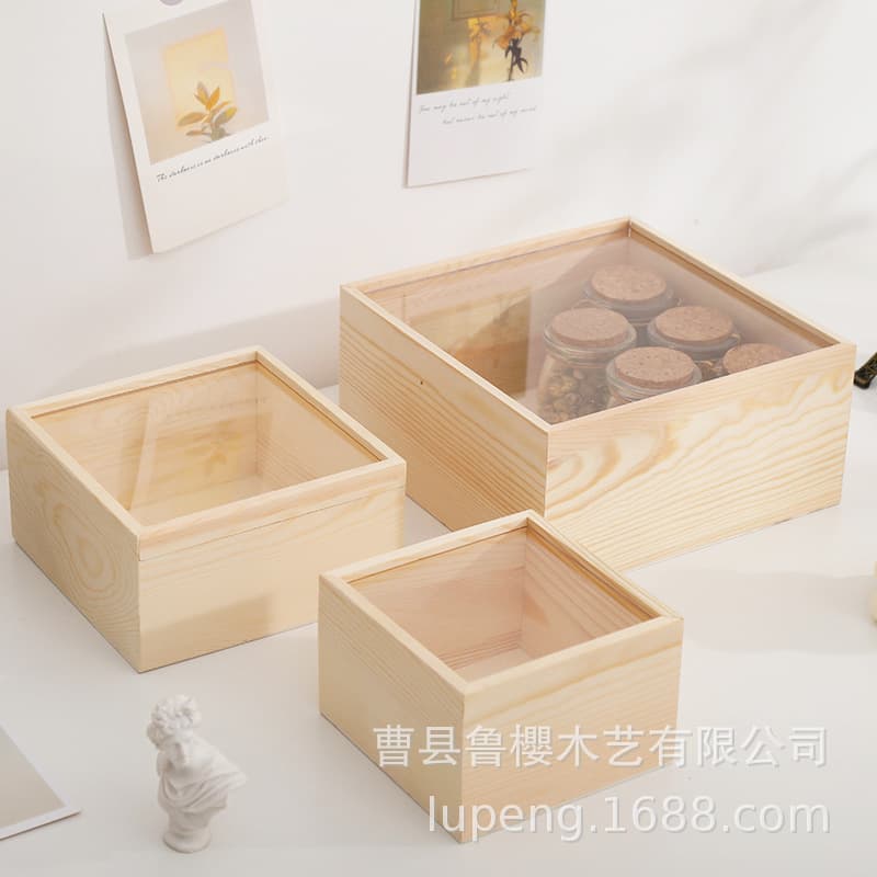 In-Stock Souvenir Gift Box, Transparent Acrylic Sliding Lid Solid Wood Packaging Box, Wedding Candy Gift Box Wholesale and Retail