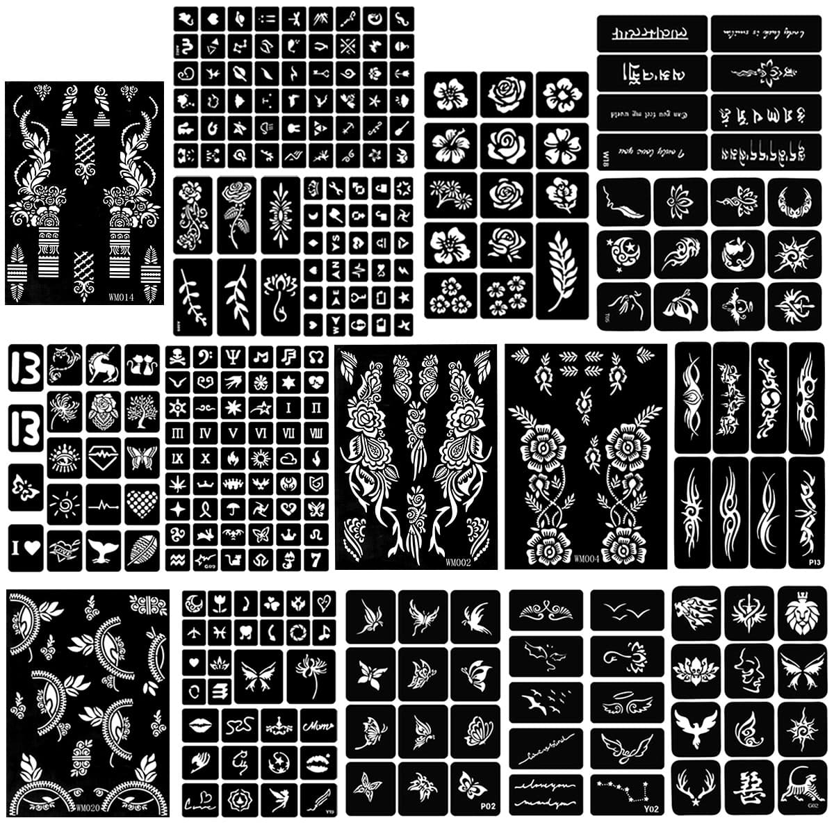 Tattoo Stencil Hollow Template Juice Henna Tattoo Paste DIY Pattern Tattoo Stencil Sticker Temporary Tattoo Cross-border