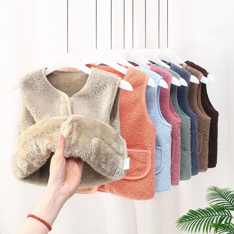 Baby Vest Autumn/Winter Unisex Child Mid-Child Fleece-Lined Waistcoat Infant Waistcoat Children's Outerwear Warm Cotton Vest