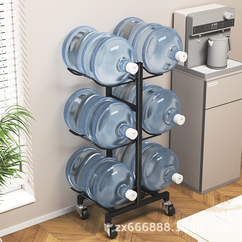 Wholesale Floor-standing Water Bottle Storage Rack with Wheels for Home Water Dispenser, Pure Drinking Water Organizer