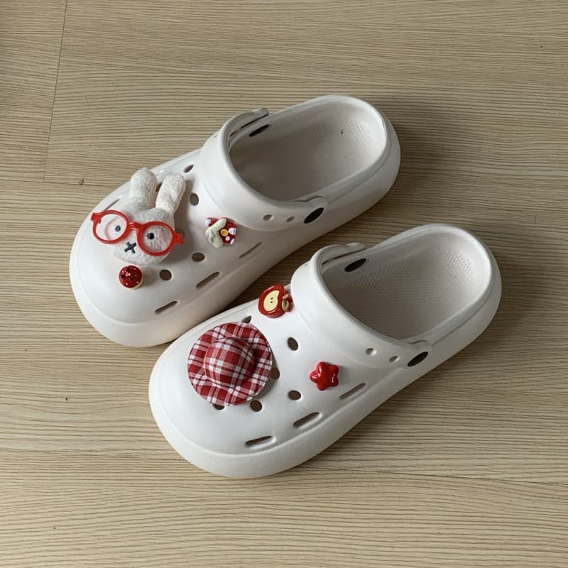 Cute Cartoon Pink Miffy Rabbit Hole Shoes Women's Summer New Thick-soled Extra Breathable Two-Wear Sandals and Slippers Trendy