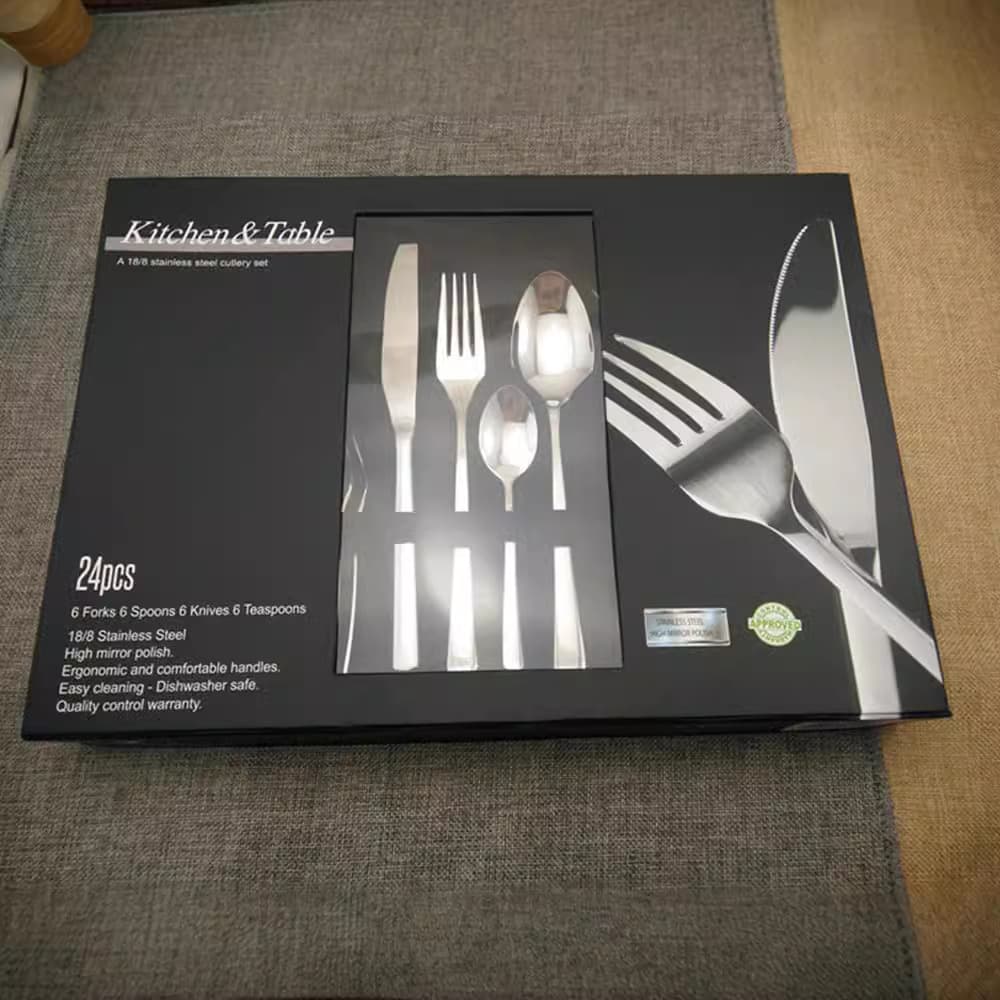 Supply KITchen 24-Piece Western Cutlery Set Knife Fork Spoon Export Gift Box Cutlery Set Custom Logo Available