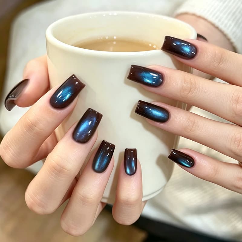BORN PRETTY Nail Autumn/Winter Dual-Color Cat Eye Gel Sea Salt Mist, Deep Blue, Wine Red, Flash Magnetic Nail Polish
