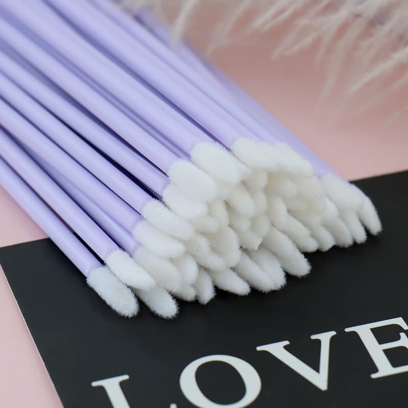 Lip Gloss, Lip Glaze Brush, Lipstick Brush, Colored Lip Brush, Eyelash Extension Mousse Cleaning Stick, Cotton Swabs, 50-Piece Solid Lip Brush Set
