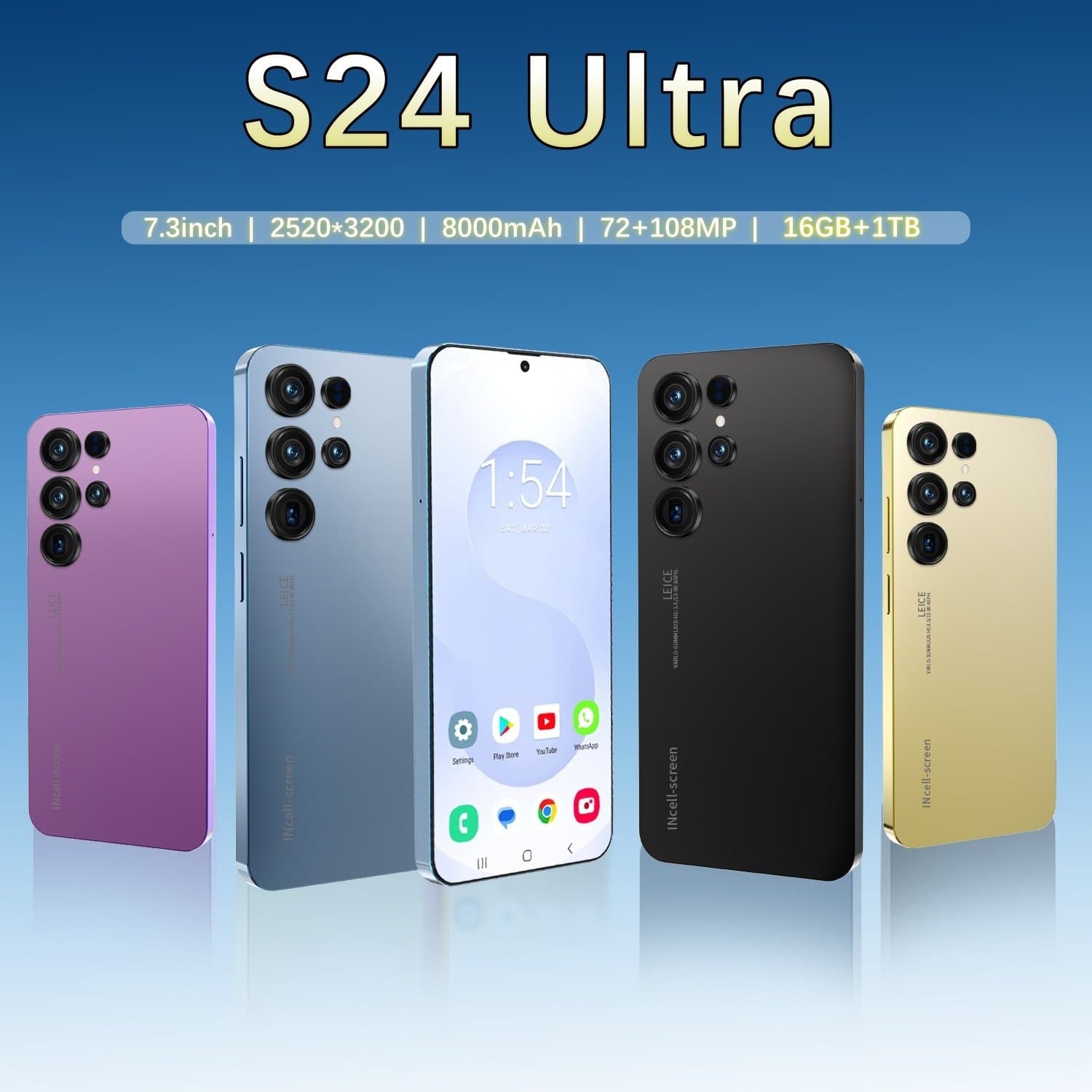 New Cross-Border Smart 5G Phone Genuine S24 Ultra Large Screen 16+1TB Smartphone Factory Price Drop Shipping Available