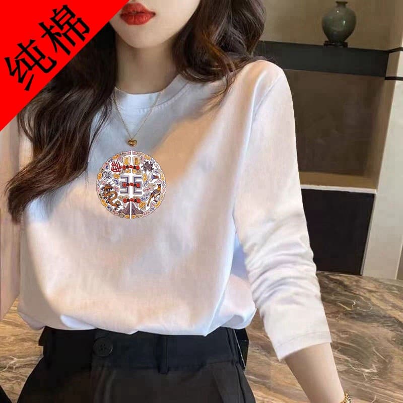 Heavyweight Cotton Women's Long-Sleeve T-Shirt Chinese Style 2026 Autumn New Korean Loose Fit Undershirt Drop Shipping