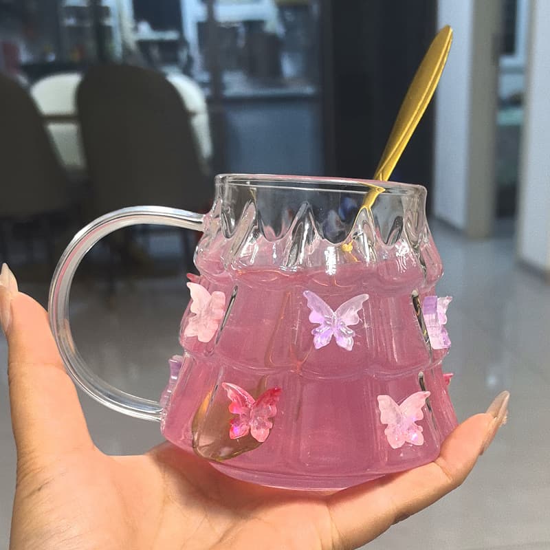 Household fairy cup glass coffee cup transparent handle mug high borosilicate home office milk cup