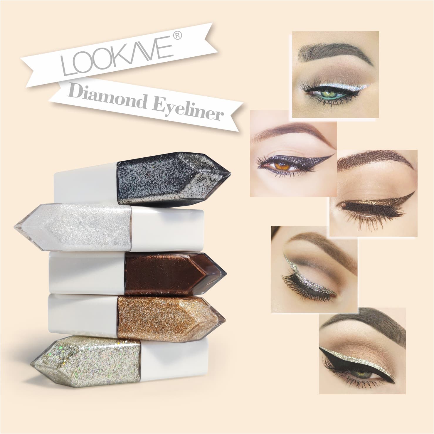 LOOKAVE Crystal Cui Shine Color Eyeliner Color Quick-drying Waterproof Easy-to-faint Liquid Eye Shadow Pen Makeup