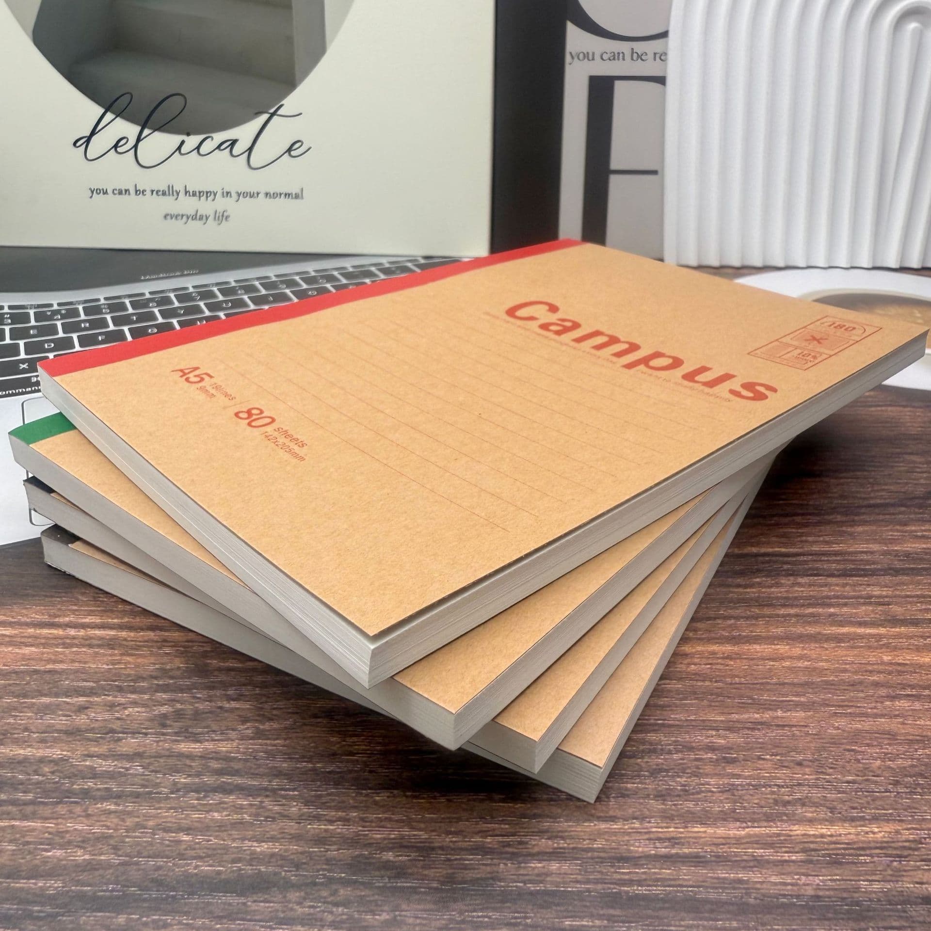 A5 Leather Wrap Lay-Flat Notebook Student Minimalist Notepad Office Softcover Wholesale Meeting Minutes