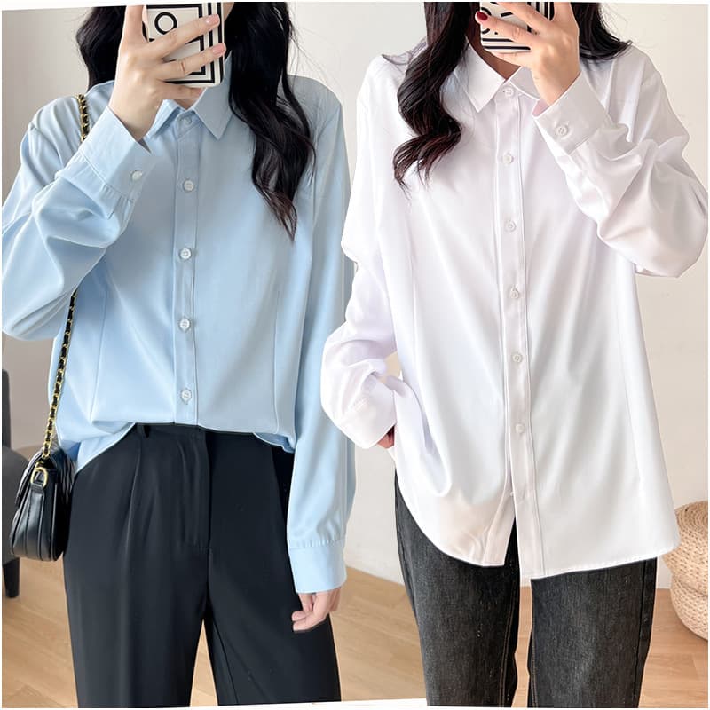8301OL Stylish Plus Size Shirt for Curvy Women, Long-Sleeved Top for Chubby Girls (300 lbs), Workwear