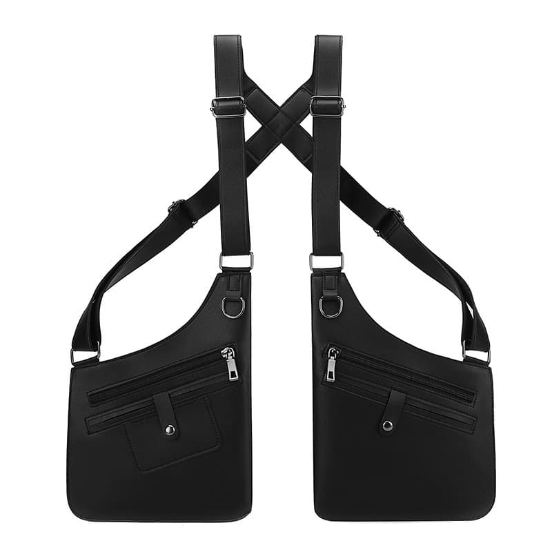 Men's Leather Chest Bag Crossbody Sling Bag Outdoor Shoulder Bag Waist Pack Sports Casual