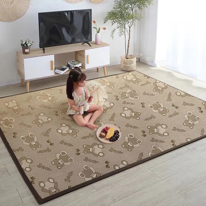 Summer Ice Silk Mat Rug for Living Room Bedroom Summer Floor Mat Tatami Kids Crawling Mat Baby Cool Mat