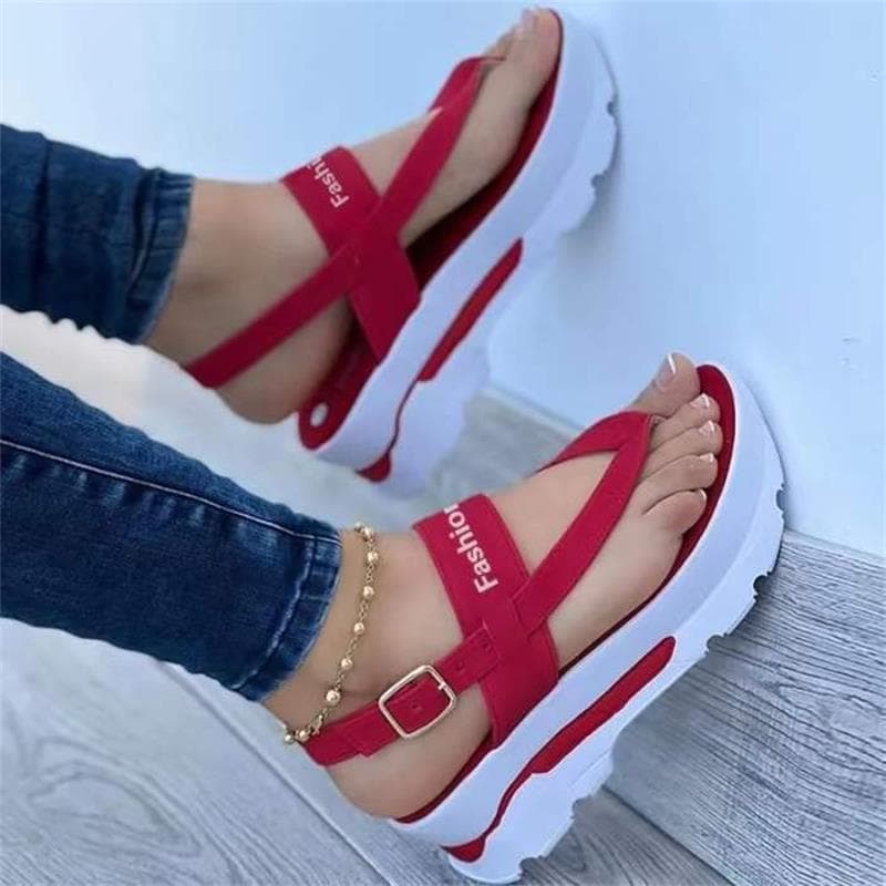Women's Cross-Border Sandals, Autumn and Summer Casual Daily Walking Toe Separator Thick Sole Heightening Size 43 Large Women's Shoes