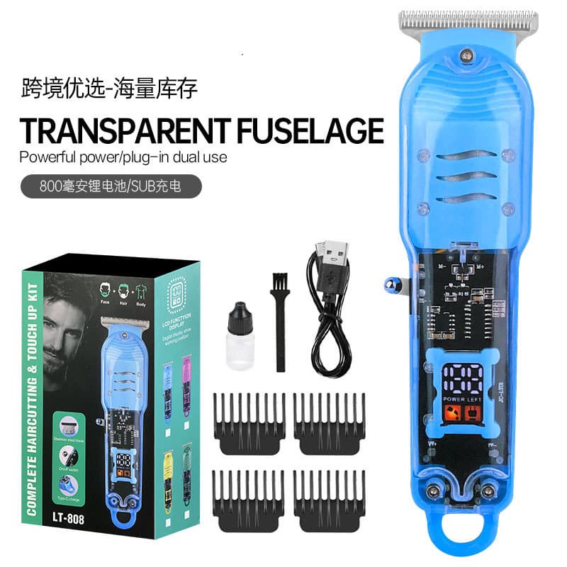 Transparent Hair Clipper, Electric Trimmer for Salon Use, Home Hair Cutting Electric Shaver