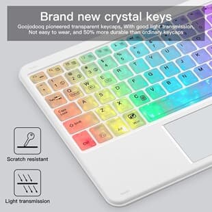 RGB Glowing Magic Bluetooth Keyboard Mouse with Touch Transparent Keys Wireless Bluetooth Keyboard Set