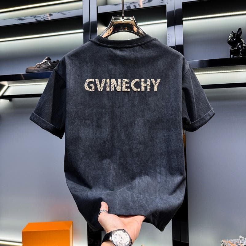 2025 New Tie-Dye Foam Trend Short Sleeve T-Shirt for Men European Streetwear Summer Men's Fashion Tee