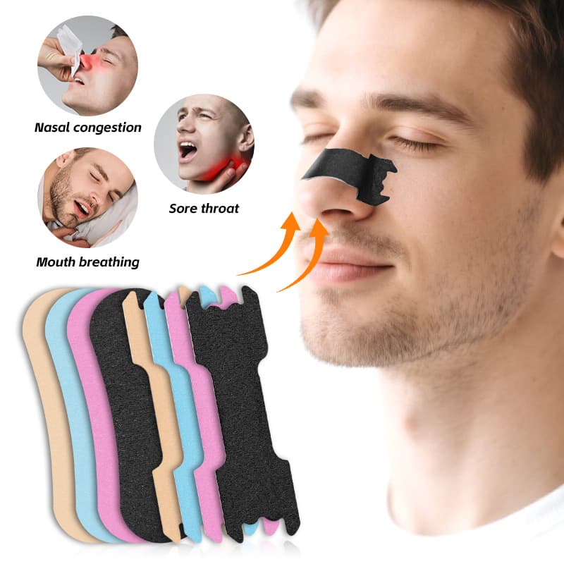 Cross-border adhesive anti-snoring nasal strips, ventilating sleep patches for nasal breathing, physical respiration nasal tapes