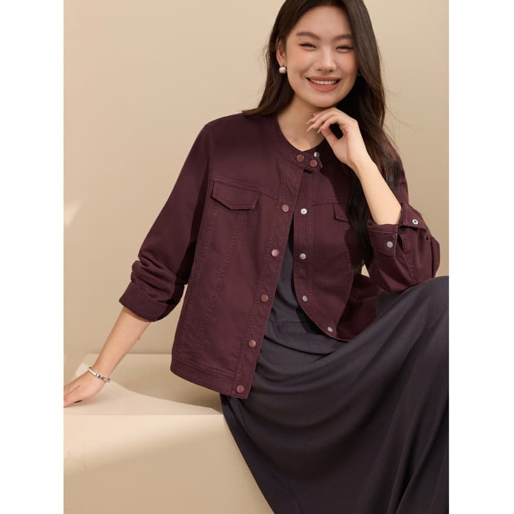 [Personalized casual slim jacket] Slim and beautiful large size women's temperament round neck cardigan fat mm2025 autumn new style
