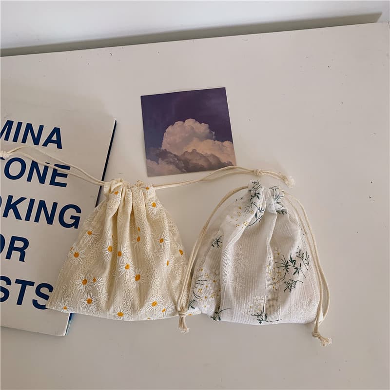 Cotton Rope Storage Bag Home Cotton Linen Drawstring Bag Dustproof Travel Storage Bag DIY Drawstring Bag Soft Vertical Square Bag