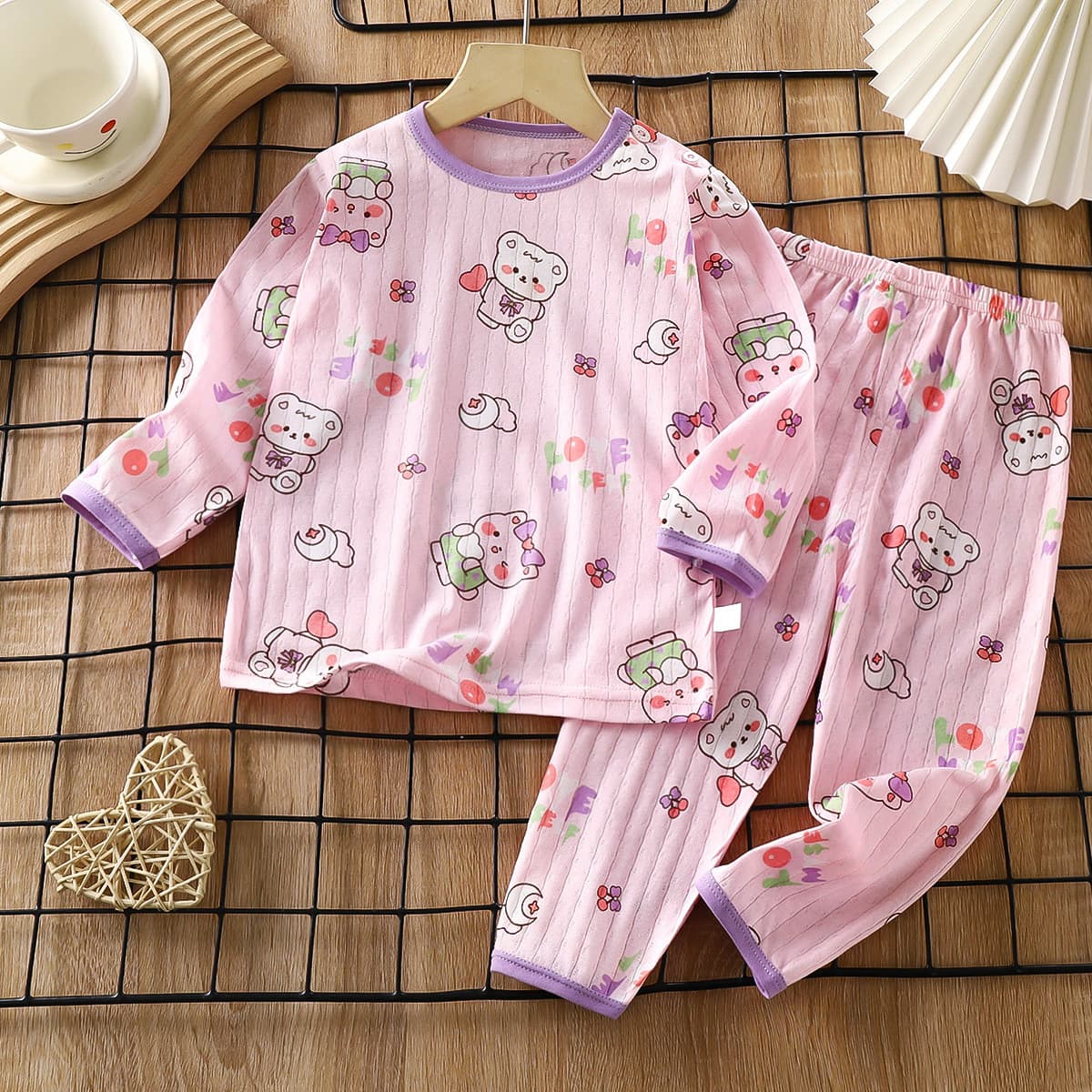 2026 New Kids Pure Cotton Homewear Set Summer Long-Sleeve Pajamas Thin Air Conditioning Wear for Boys and Girls