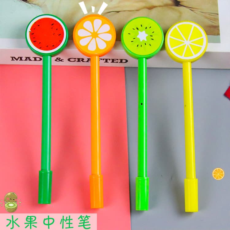 Creative cartoon fruit gel pen, cute student stationery, candy-colored water-based pen, lollipop office signature pen
