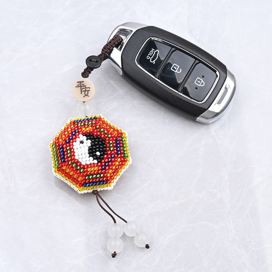 Flat Knot Five Elements Eight Trigrams Anti-Evil Keychain Bag Peace Charm Small Pendant Printed DIY Material Kit Remove Plum