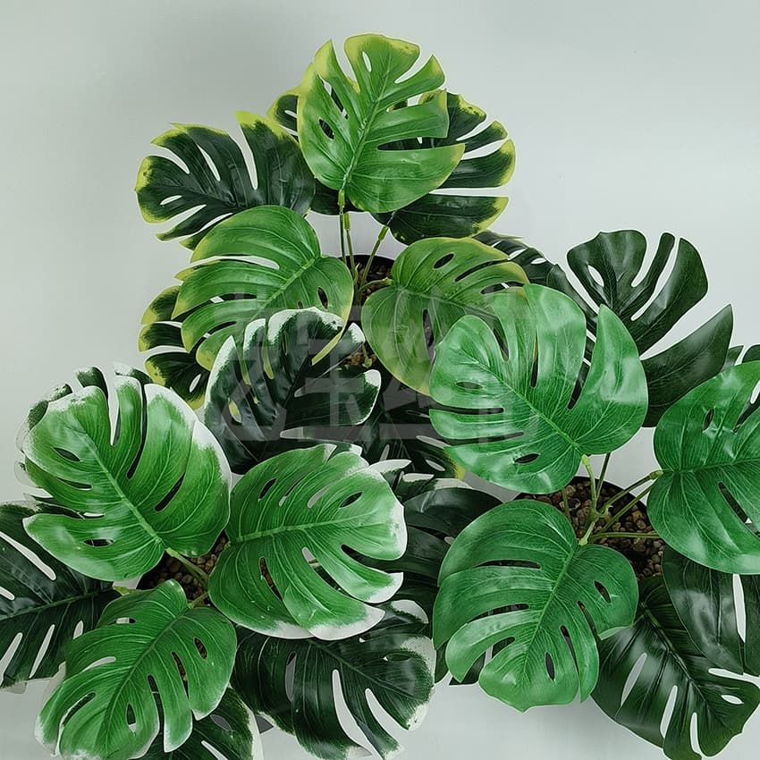 Simulated 9-head turtle back leaves, new glued simulated green simulated plants, wall accessories, green plant handles, simulated flowers