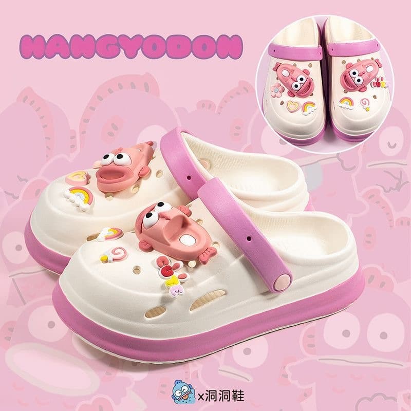 Soft and Cute Perforated Shoes for Female Students Outdoor Wear Thick Sole Marshmallow Feel Closed-Toe Sandals, Internet-Famous Beach Cute Sandals