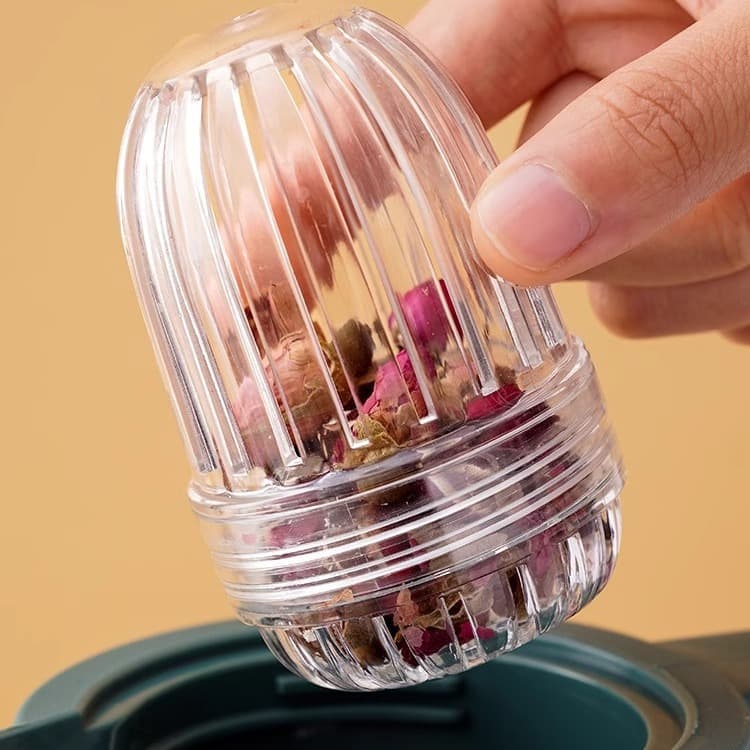 Floral tea ball, tea filter, and strainer for home use, tea-water separator, tea infuser, tea container, and thermos cup infuser.