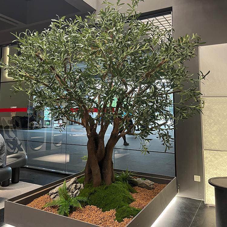 Large Artificial Olive Tree Faux Tree for Indoor Window Display Patio Tea Room Plant Soft Furnishing Fake Greenery Ornament Decoration