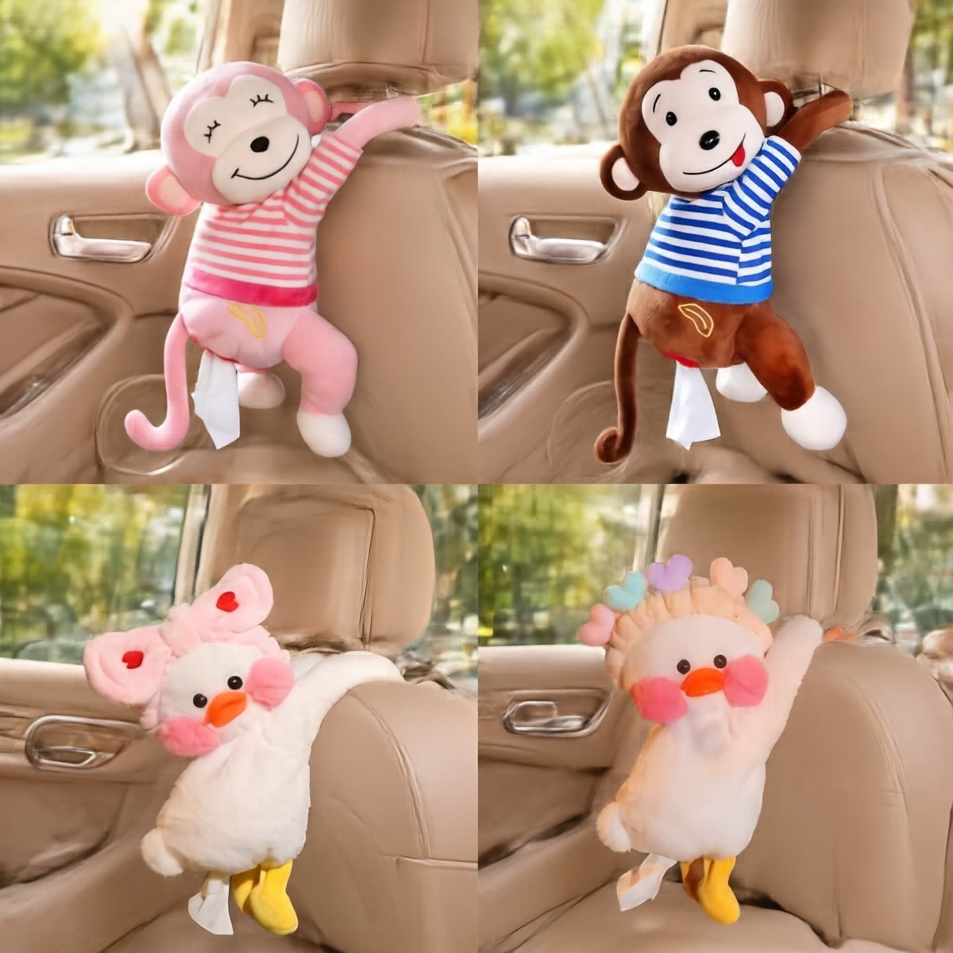 Creative Monkey Tissue Box for Car Hanging Tissue Holder Cute Monkey Car Tissue Bag