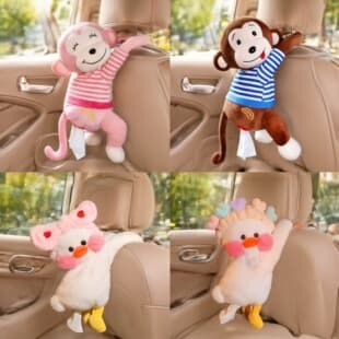 Creative Monkey Tissue Box for Car, Hanging Tissue Holder, Cute Car Monkey Tissue Bag