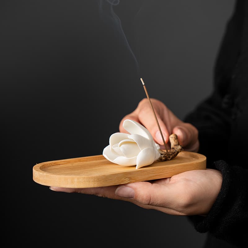 Magnolia flower incense holder, handmade ceramic sculpted incense holder, home decoration, tea room pen rest, tea ceremony accessory.