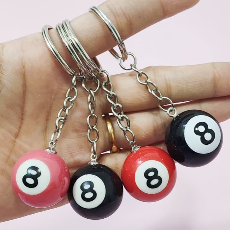 2.5cm Personalized Black 8 Billiard Ball Keychain Bag Charm Simulation Pool Ball Keychain Small Gift In Stock Wholesale