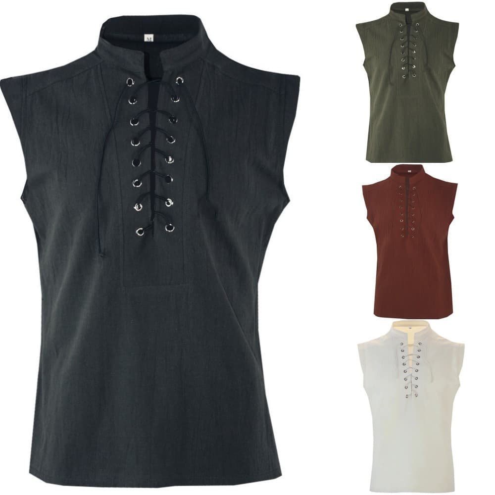 2022 Amazon Wish new men's clothing, medieval costume retro men's short vest Halloween costume.