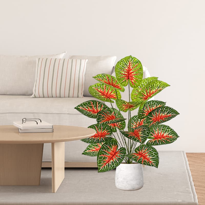 Cross-border Artificial Green Plant Red Heart Taro Leaf Pothos Potted Faux Tree Dieffenbachia Leaf Soft Furnishing Plant Wall Home Decor
