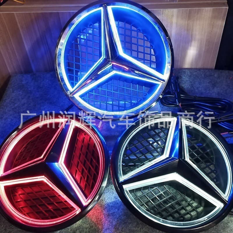 [Cross-Border Hot Product] For Mercedes-Benz C-Class B-Class G-Class GLK-Class Grille Front Emblem LED Light-Up Car Badge