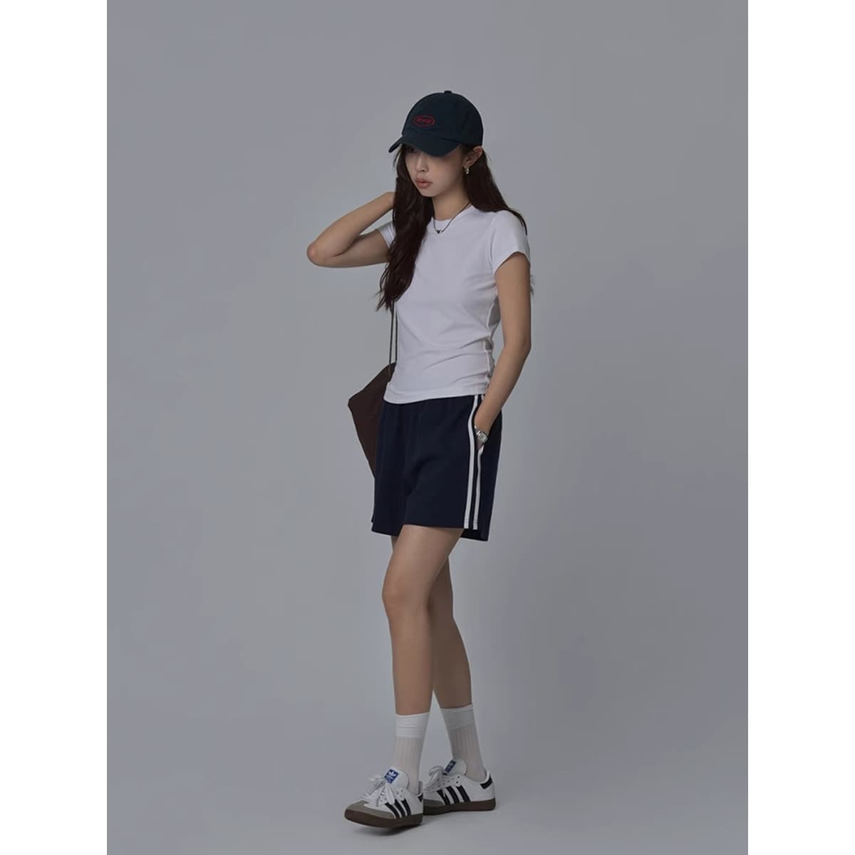 3291# SIXI Korean women's straight-leg striped casual sports shorts season fashionable trousers